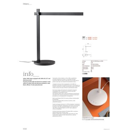 Redo 01-2212 - Lampe de table tactile à intensité variable OMEO LED/5,5W/230V 3000/4500/6500K blanc