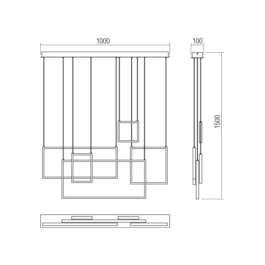 Redo 01-2318 - Dimbare LED hanglamp aan een koord PLANA LED/80W/230V zwart