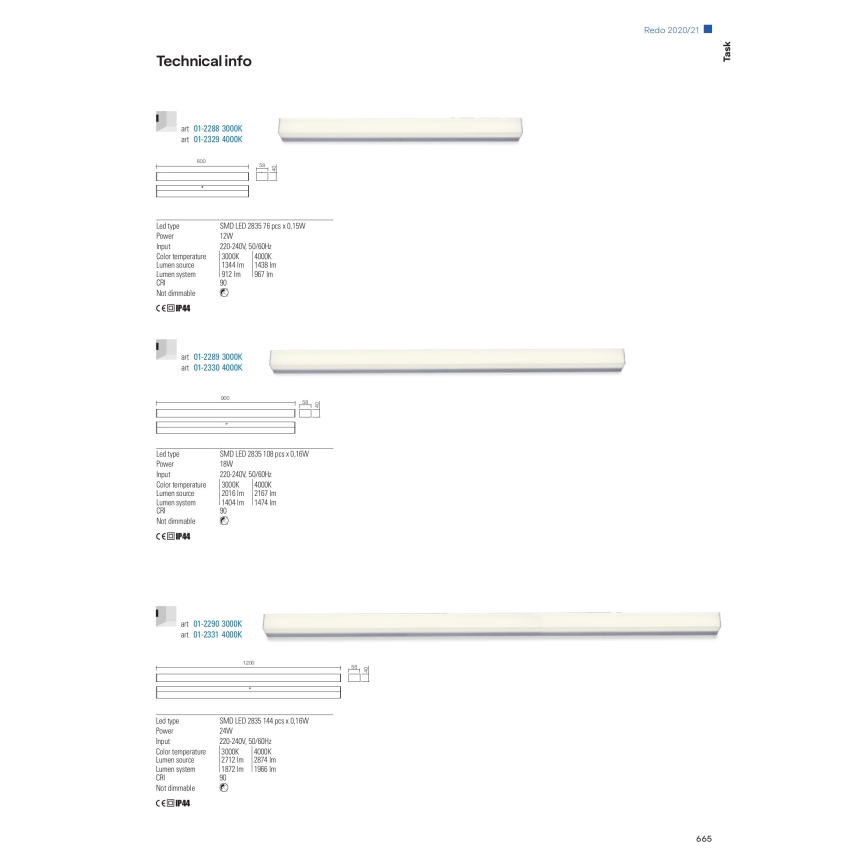 Redo 01-2330 - LED-verlichting voor badkamerspiegels TASK LED/18W/230V 90 cm CRI 90 IP44 glanzend chroom