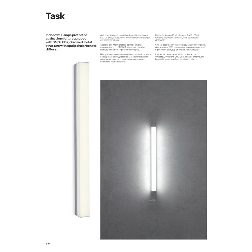 Redo 01-2330 - Miroir lumineux pour salle de bains TASK LED/18W/230V 90 cm IRC 90 IP44 chrome brillant