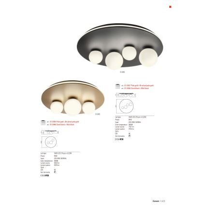 Redo 01-2466 - Plafonnier LED CORUM LED/48W/230V 3000K IRC 90 noir