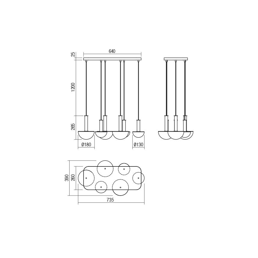Redo 01-2476 - LUMIEN hanglamp aan kabel 6xG9/10W/230V goud/wit