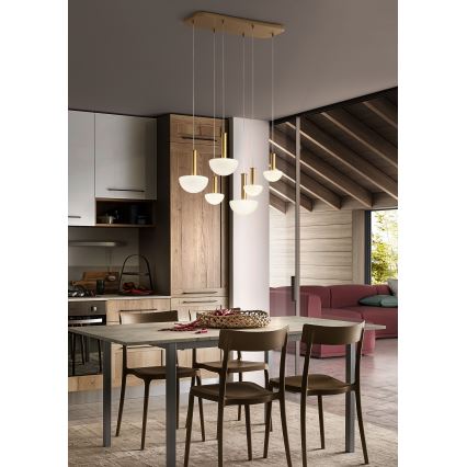 Redo 01-2476 - Lustre sur câble LUMIEN 6xG9/10W/230V doré/blanc