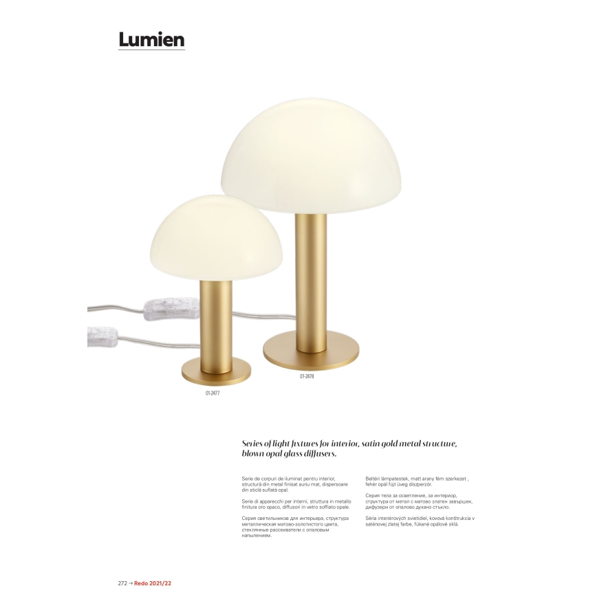 Redo 01-2476 - Lustre sur câble LUMIEN 6xG9/10W/230V doré/blanc