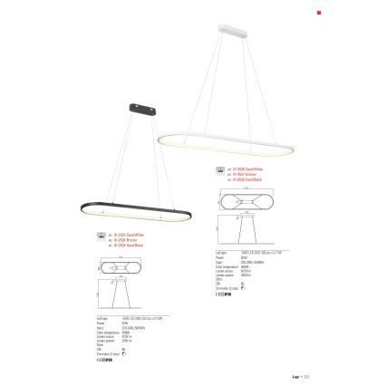 Redo 01-2523 - Dimbare LED hanglamp aan een koord LAP LED/32W/230V CRI 90 wit