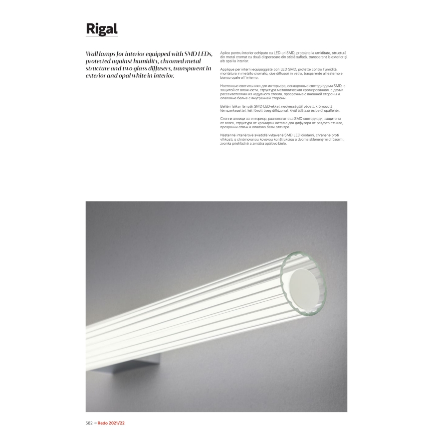 Redo 01-2591 - LED-spiegelverlichting voor de badkamer RIGAL LED/12W/230V 60 cm CRI 90 IP44 glanzend chroom/wit