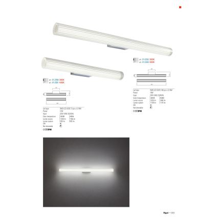Redo 01-2592 - RIGAL LED-spiegelverlichting voor de badkamer LED/18W/230V 91 cm CRI 90 IP44 glanzend chroom/wit