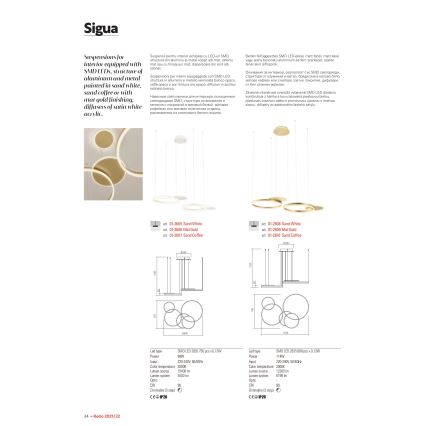 Redo 01-2605 - Suspension LED dimmable sur câble SIGUA LED/99W/230V CRI 90 blanche