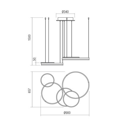 Redo 01-2605 - Suspension LED dimmable sur câble SIGUA LED/99W/230V CRI 90 blanche
