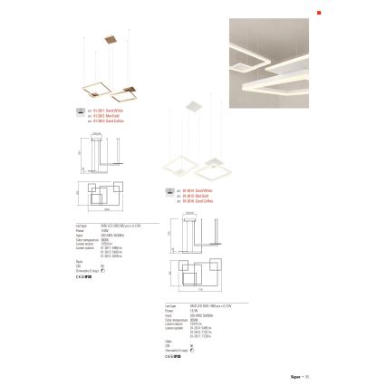 Redo 01-2615 - LED-dimbare hanglamp met kabel SIGUA LED/137W/230V CRI 90 goudkleurig