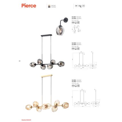 Redo 01-2617 - Wandlamp PIERCE 1xE27/42W/230V goud/gerookt