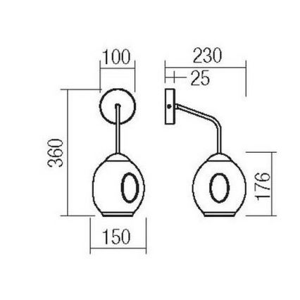 Redo 01-2617 - Wandlamp PIERCE 1xE27/42W/230V goud/gerookt