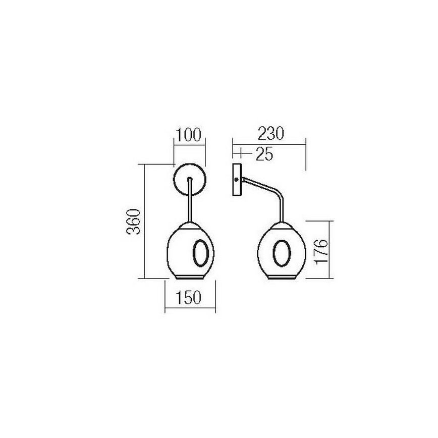 Redo 01-2617 - Wandlamp PIERCE 1xE27/42W/230V goud/gerookt