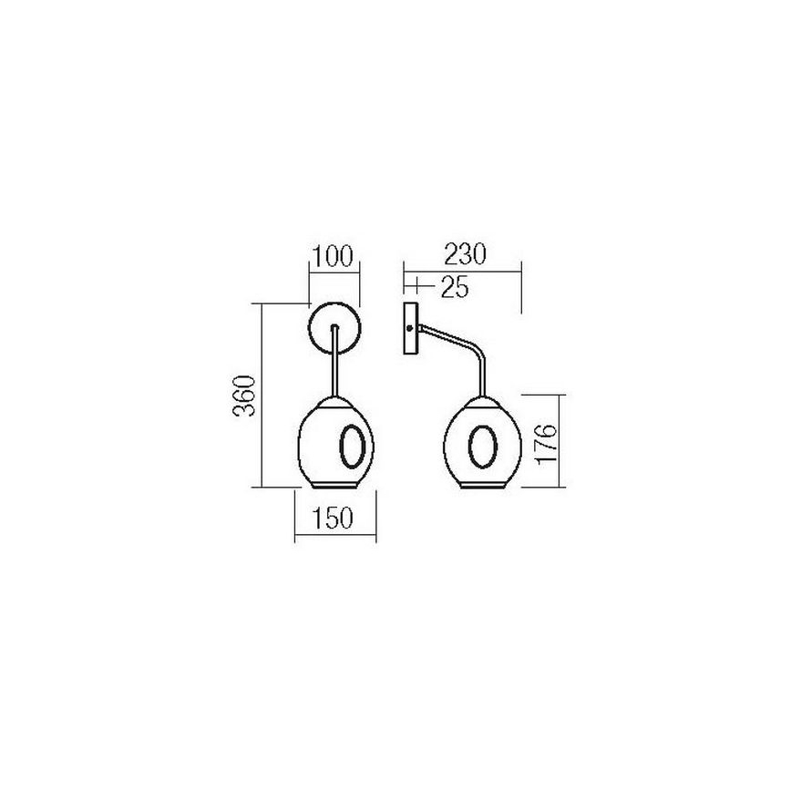 Redo 01-2618 - Wandlamp PIERCE 1xE27/42W/230V zwart/gerookt