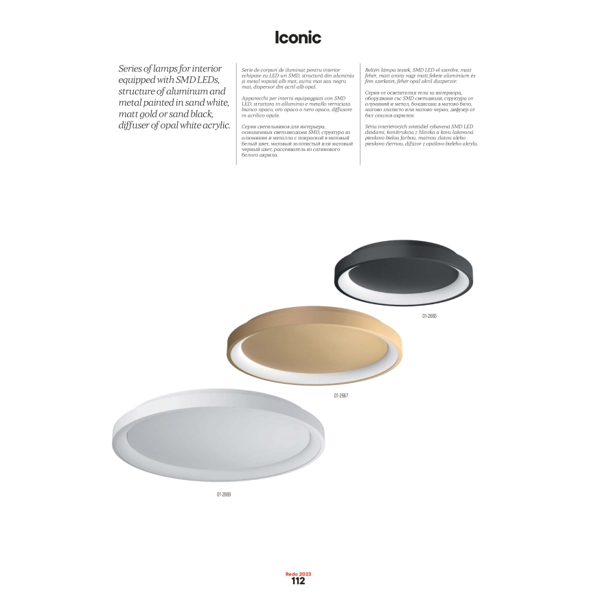 Redo 01-2675 - Dimbare LED-hanglamp aan kabel ICONIC LED/60W/230V Ø 78 cm wit