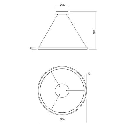Redo 01-2675 - Dimbare LED-hanglamp aan kabel ICONIC LED/60W/230V Ø 78 cm wit