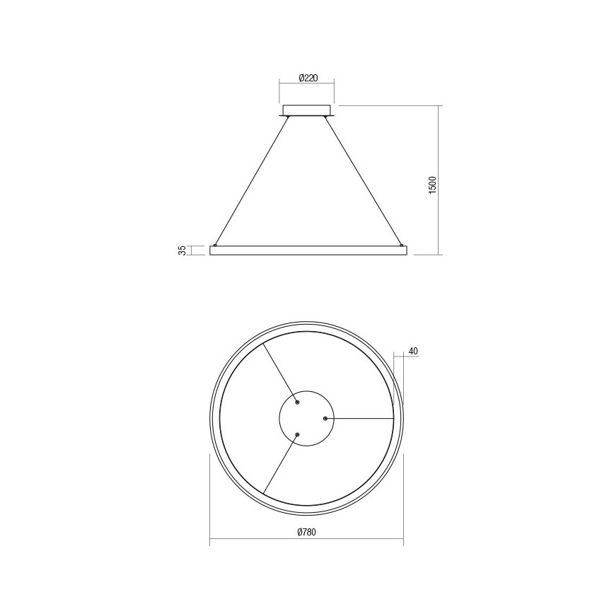 Redo 01-2675 - Dimbare LED-hanglamp aan kabel ICONIC LED/60W/230V Ø 78 cm wit
