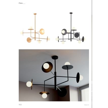 Redo 01-2733 - Hanglamp met vaste pendel PLATO 6xG9/10W/230V goud