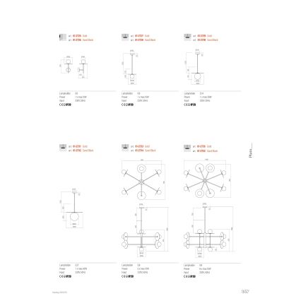 Redo 01-2733 - Suspension-barre PLATO 6xG9/10W/230V doré