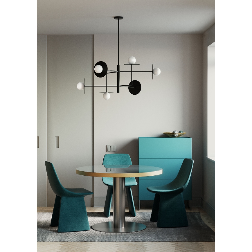 Redo 01-2734 - Hanglamp met vaste pendel PLATO 6xG9/10W/230V zwart