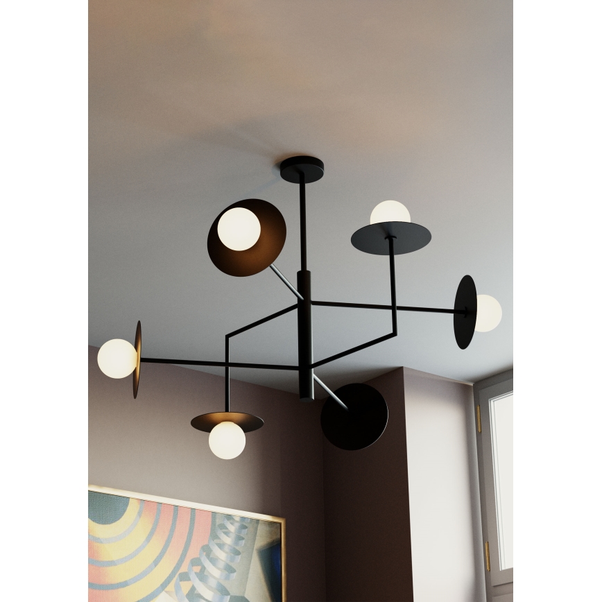 Redo 01-2734 - Hanglamp met vaste pendel PLATO 6xG9/10W/230V zwart
