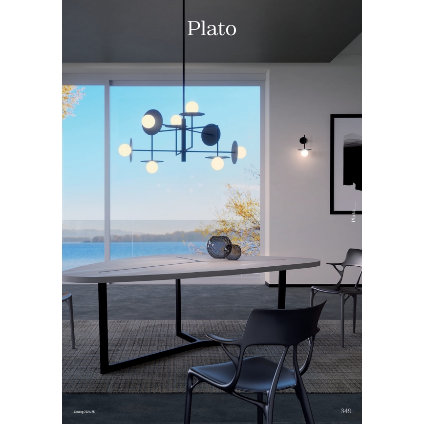 Redo 01-2734 - Hanglamp met vaste pendel PLATO 6xG9/10W/230V zwart