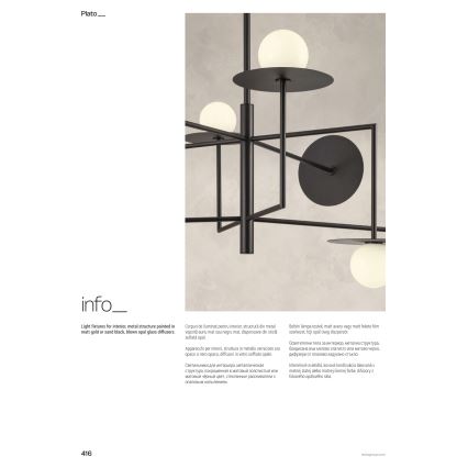 Redo 01-2735 - Lustre sur tige PLATO 8xG9/10W/230V doré