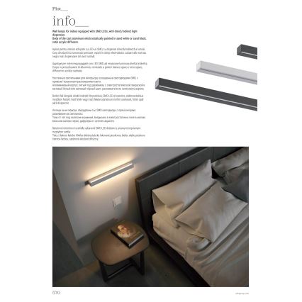 Redo 01-2766 - LED-wandlamp PLOT LED/35W/230V 120 cm wit
