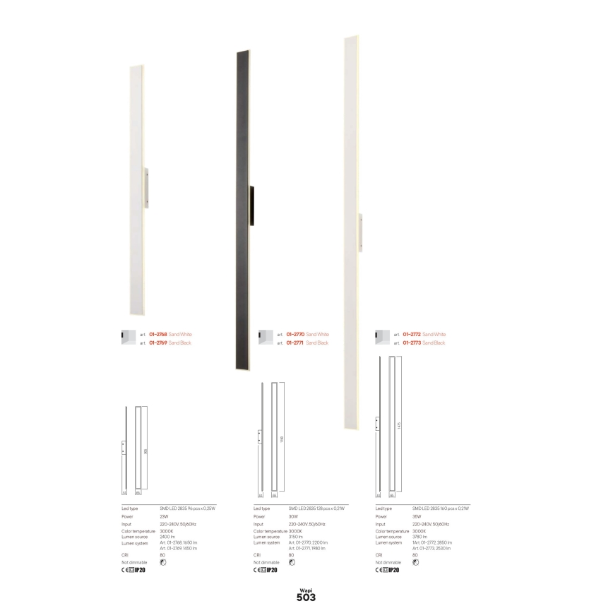 Redo 01-2770 - LED-wandlamp WAPI LED/30W/230V 119 cm wit
