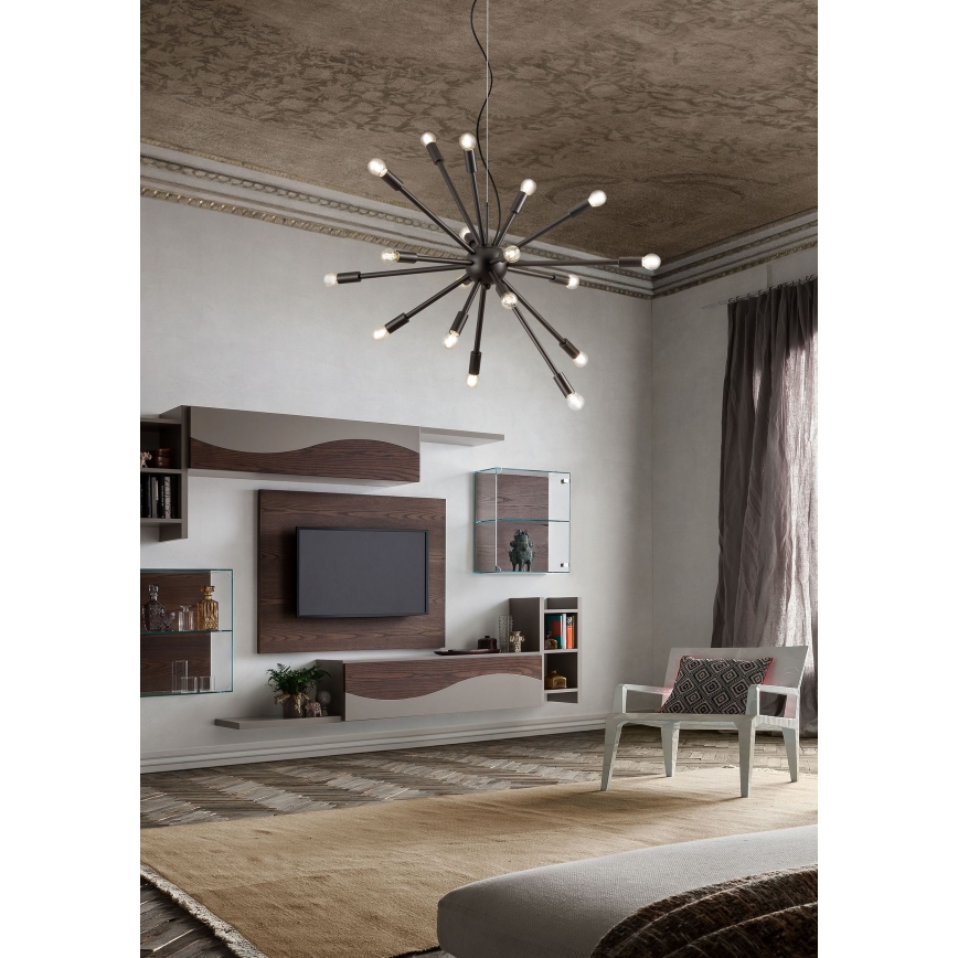 Redo 01-2934 - STELLAR kroonluchter aan kabel 12xE14/25W/230V, zwart