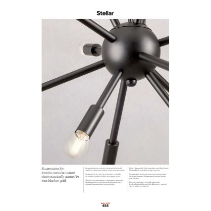 Redo 01-2935 - Kroonluchter aan kabel STELLAR 18xE14/25W/230V goudkleurig