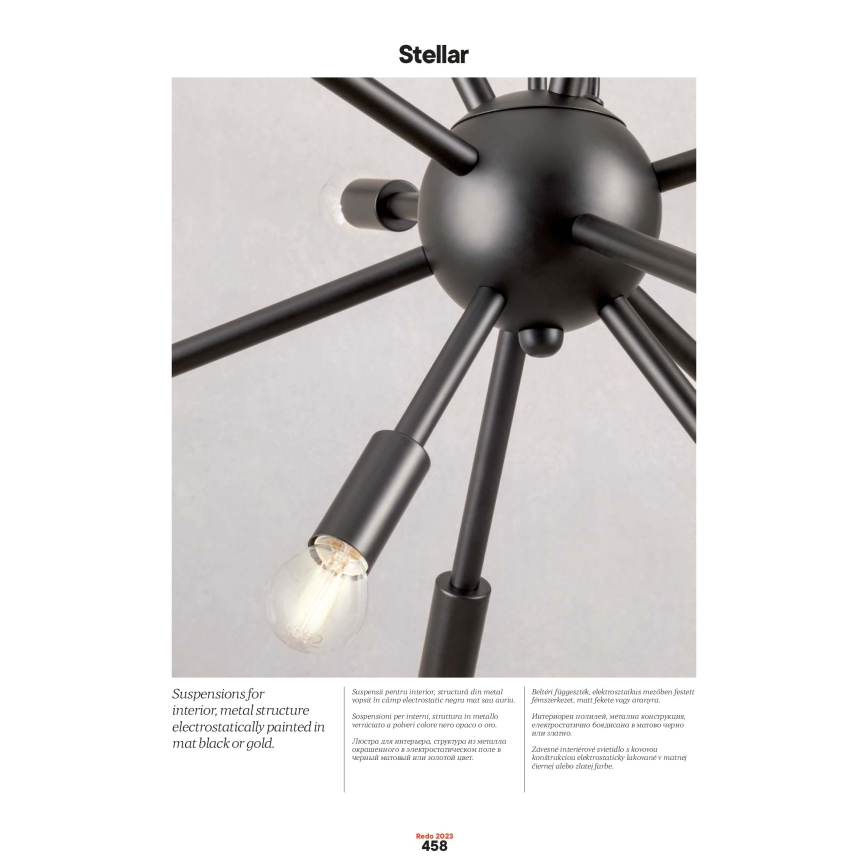 Redo 01-2935 - Kroonluchter aan kabel STELLAR 18xE14/25W/230V goudkleurig