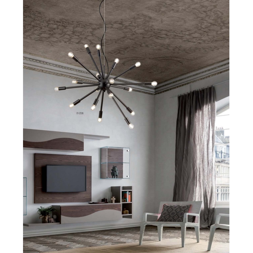 Redo 01-2936 - Hanglamp aan een koord STELLAR 18xE14/25W/230V zwart
