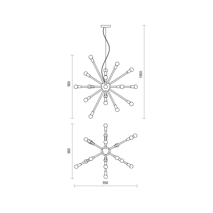 Redo 01-2936 - Hanglamp aan een koord STELLAR 18xE14/25W/230V zwart