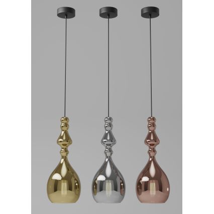 Redo 01-2937 - Hanglamp aan snoer AMBIX 1xE27/42W/230V Ø 18 cm goud