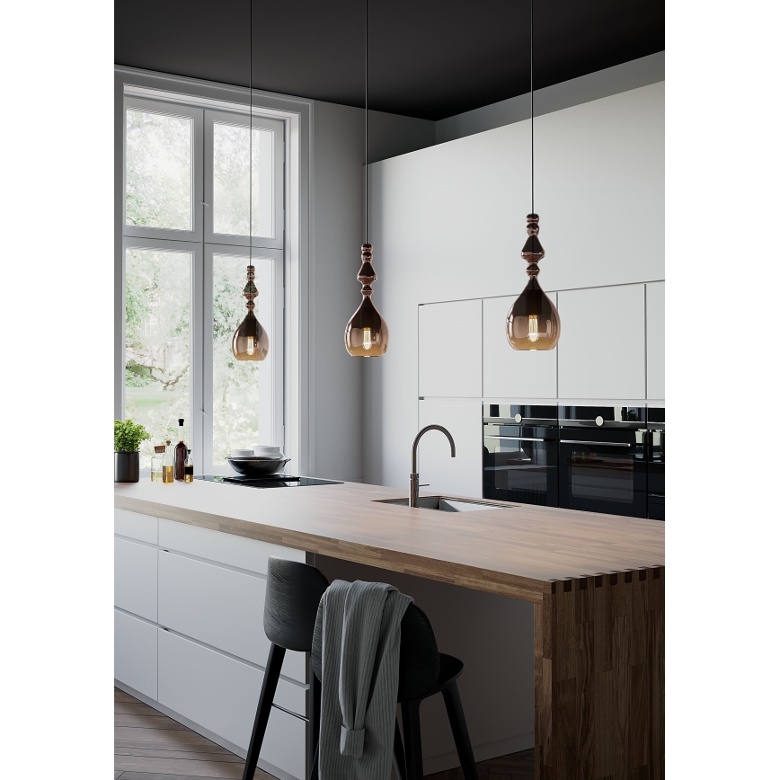 Redo 01-2939 - Hanglamp met snoer AMBIX 1xE27/42W/230V Ø 18 cm bruin