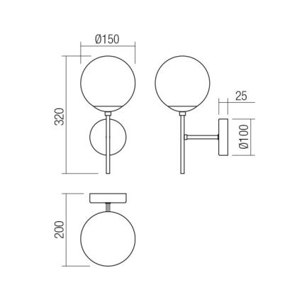 Redo 01-2942 - Wandlamp MUNDI 1xE14/28W/230V koper/rookglas