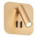 Redo 01-2977 - Applique murale LED QUDA LED/6W/230V + LED/3W 3000K IRC 90 USB dorée