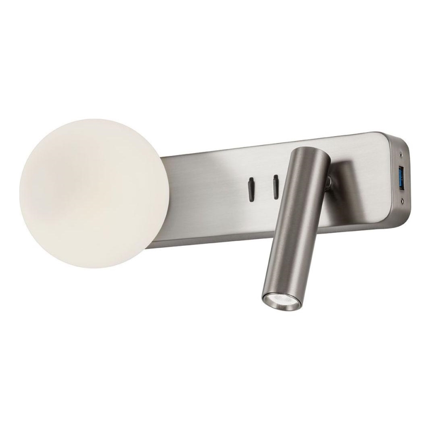 Redo 01-2993 - Applique murale OASIS LED/3W/230V + 1x G9/10W, USB, IRC 90, chrome brillant