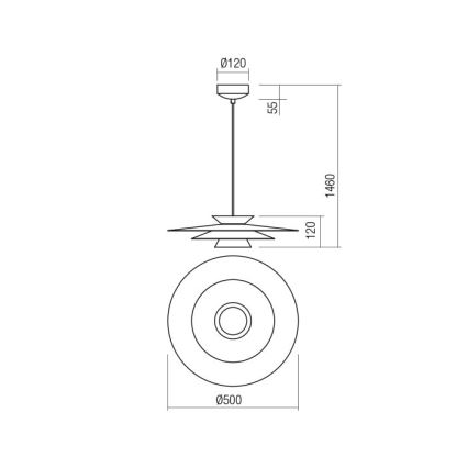 Redo 01-3001 - LED hanglamp met kabel FARGO LED/16,5W/230V CRI 90 Ø 50 cm zwart/goud