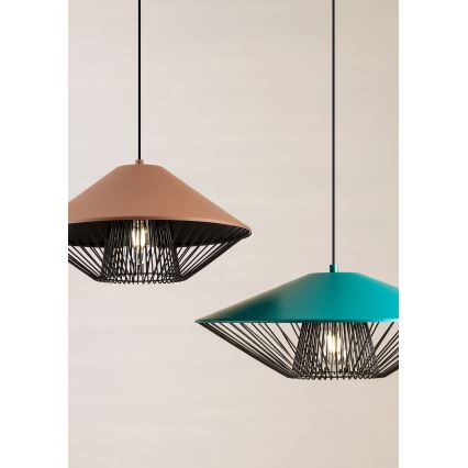 Redo 01-3005 - Hanglamp met kabel GRILL 1xE27/42W/230V Ø 39,6 cm zwart/bruin