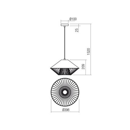 Redo 01-3005 - Hanglamp met kabel GRILL 1xE27/42W/230V Ø 39,6 cm zwart/bruin