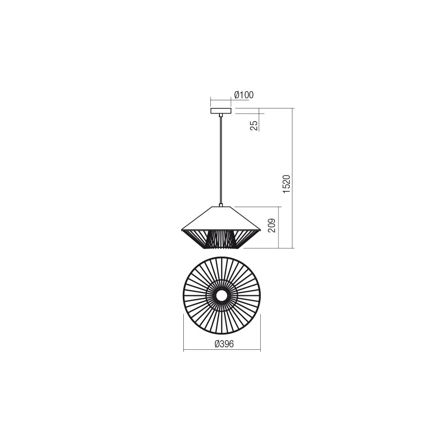 Redo 01-3005 - Hanglamp met kabel GRILL 1xE27/42W/230V Ø 39,6 cm zwart/bruin