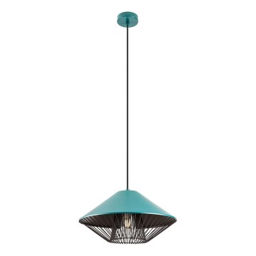 Redo 01-3006 - Hanglamp aan kabel GRILL 1xE27/42W/230V Ø 39,6 cm zwart/turkoois