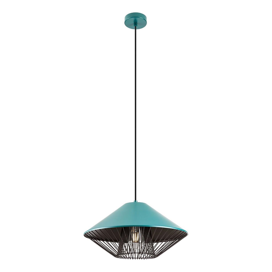 Redo 01-3006 - Hanglamp aan kabel GRILL 1xE27/42W/230V Ø 39,6 cm zwart/turkoois