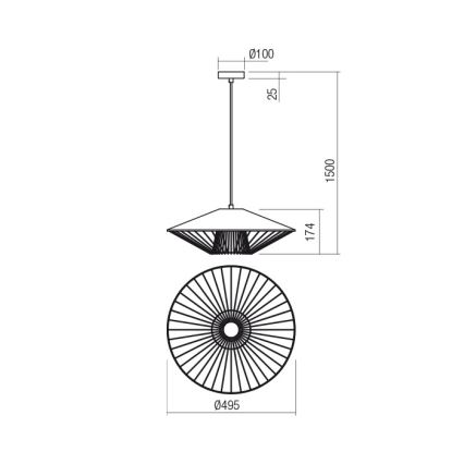 Redo 01-3008 - Hanglamp aan kabel GRILL 1xE27/42W/230V Ø 49,5 cm zwart/wit