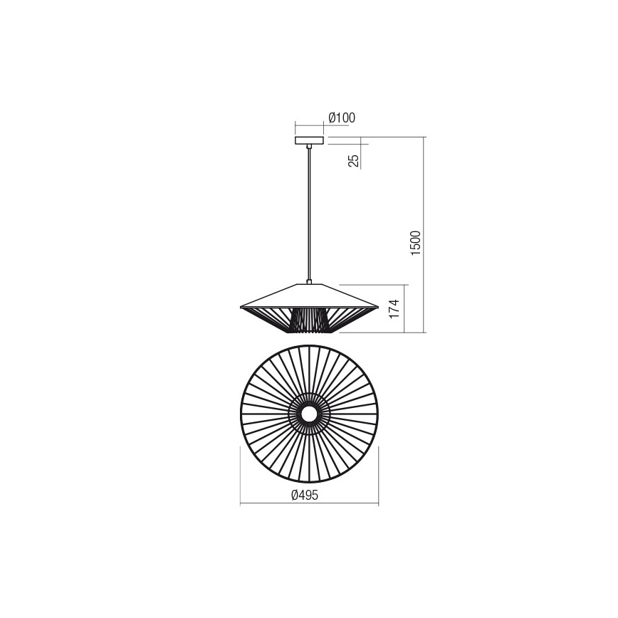 Redo 01-3008 - Hanglamp aan kabel GRILL 1xE27/42W/230V Ø 49,5 cm zwart/wit