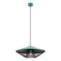 Redo 01-3010 - Hanglamp aan kabel GRILL 1xE27/42W/230V Ø 49,5 cm zwart/turkoois