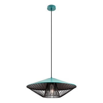 Redo 01-3010 - Hanglamp aan kabel GRILL 1xE27/42W/230V Ø 49,5 cm zwart/turkoois