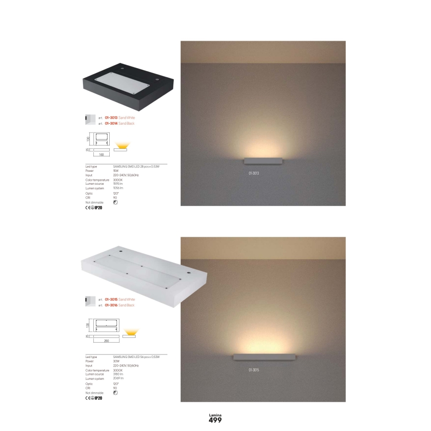Redo 01-3016 - Applique murale LED LAMINA 2xLED/15W/230V CRI 90 noire